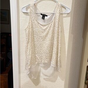 White House Black Market Ivory and Gold Tank Top